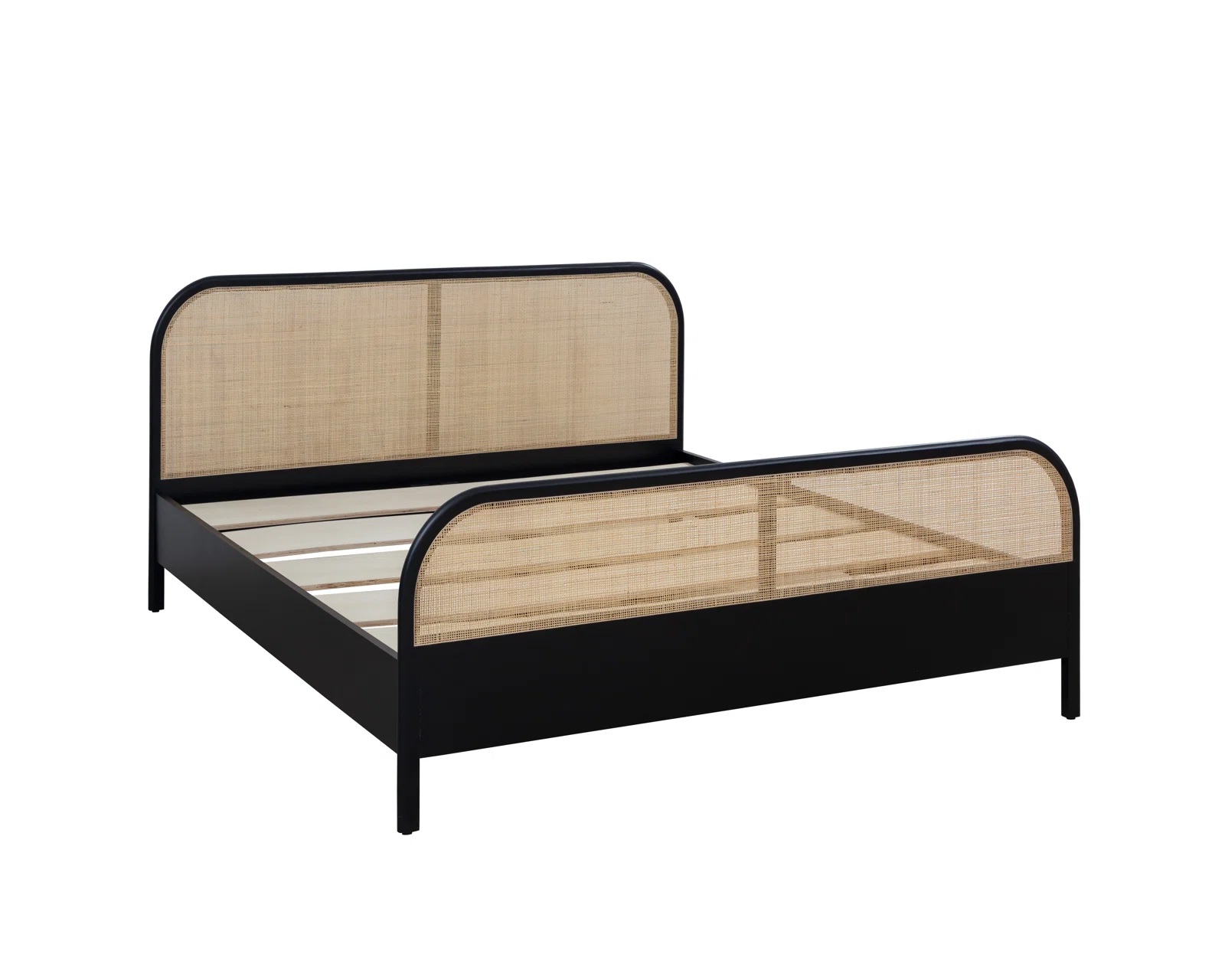 Round caning Bed Black